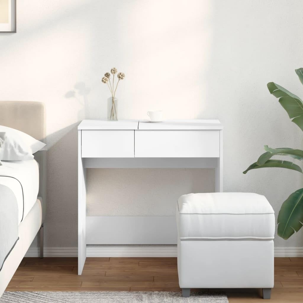 White Modern Dressing Table Makeup Vanity Desk w/ Drawers & Mirror for Bedroom
