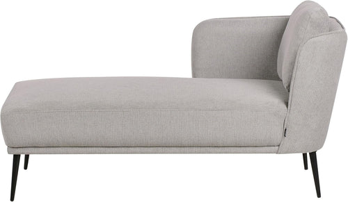 Retro Style Grey Polyester Chaise Lounge with Cushion & Metal Legs