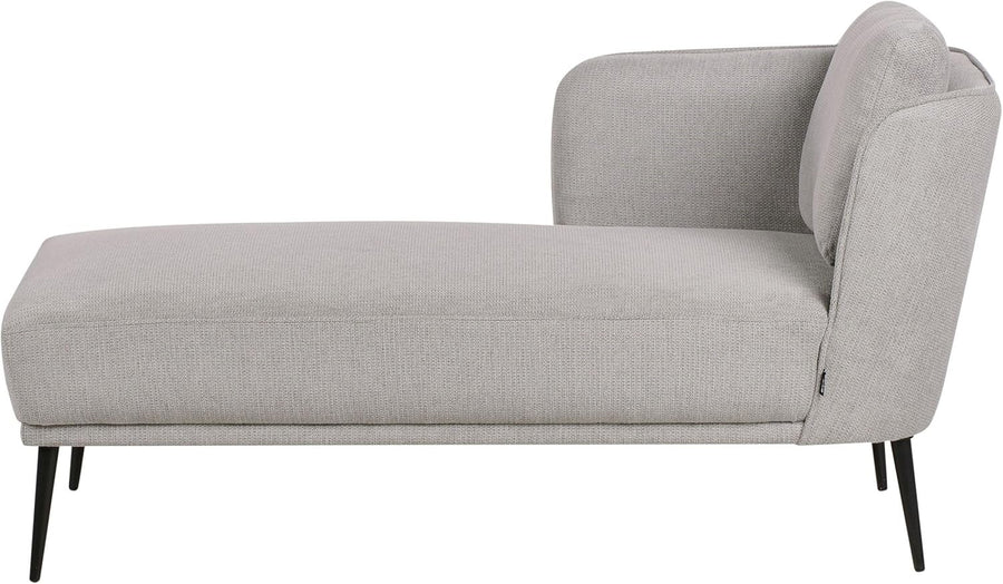 Retro Style Grey Polyester Chaise Lounge with Cushion & Metal Legs