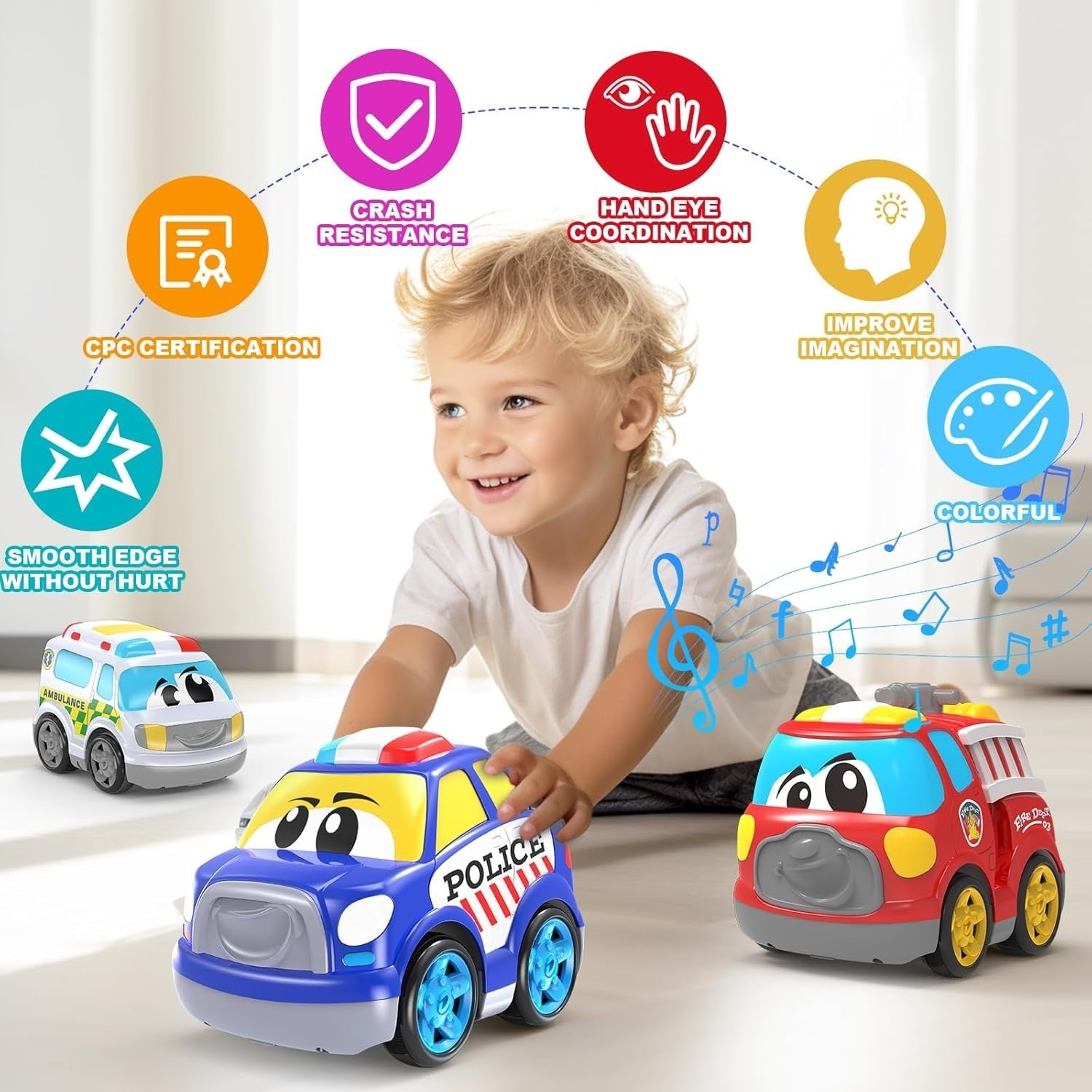 Police Car Toy for 1-3 Year Old Boys – RC Car with Lights & Music