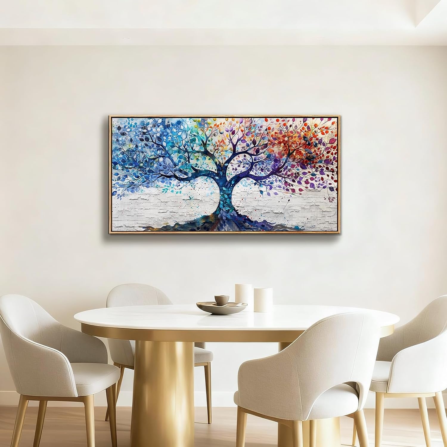 Tree of Life Canvas Wall Art Framed 120x60 cm Colorful Botanical Decor
