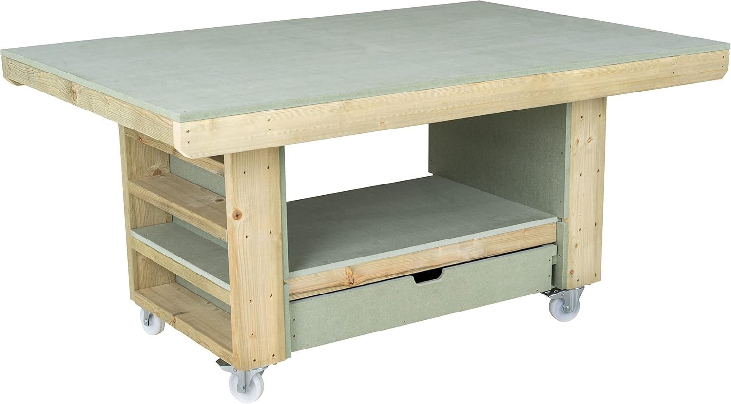 Heavy-Duty Art & Craft Workbench with Drawer & Storage – 18mm Moisture-Resistant
