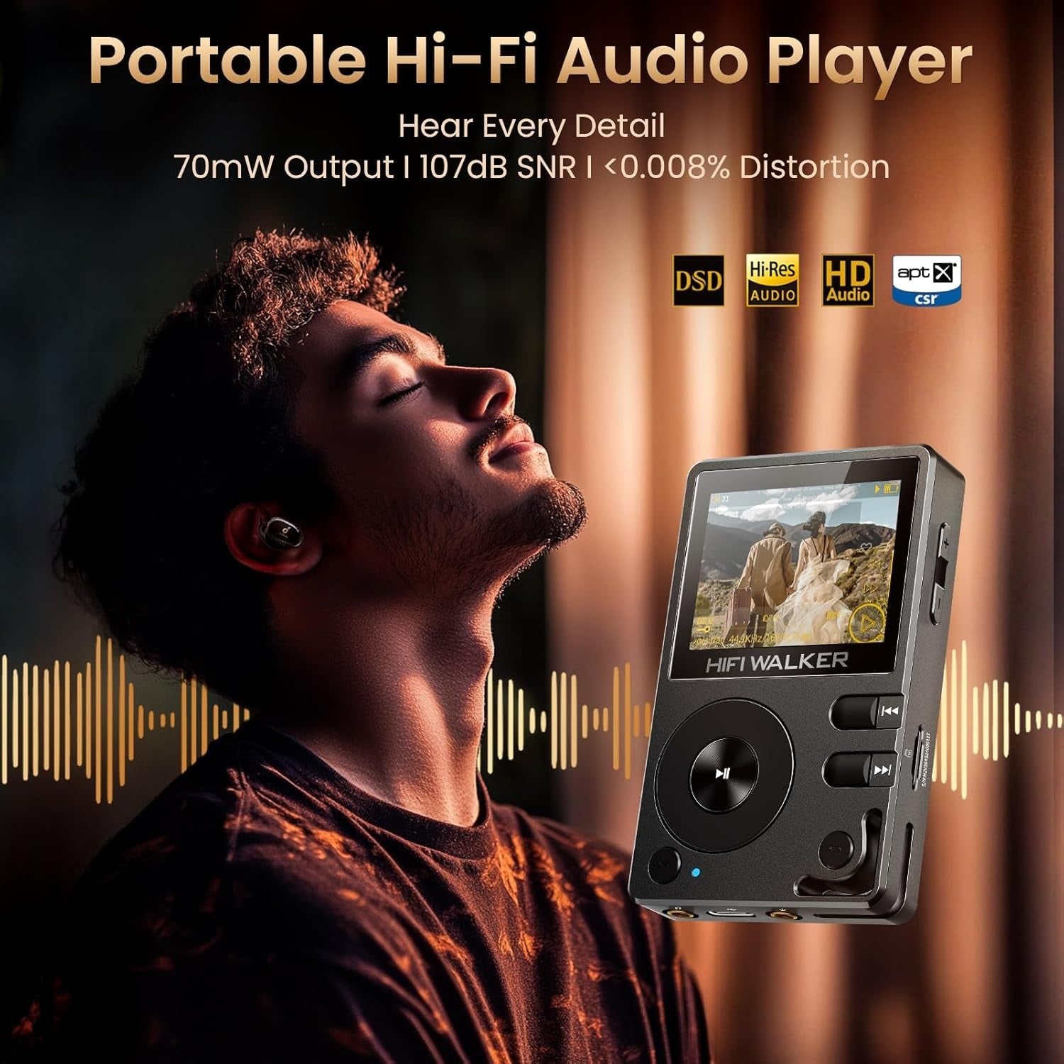 Hi-Res Bluetooth 5.2 MP3 Player | FLAC DSD DAC, 64GB Expandable Music Player