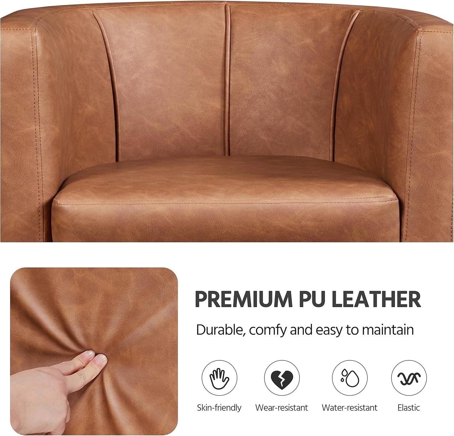 Modern Faux Leather Tub Chair Armchair Accent Sofa Seat Lounge Brown