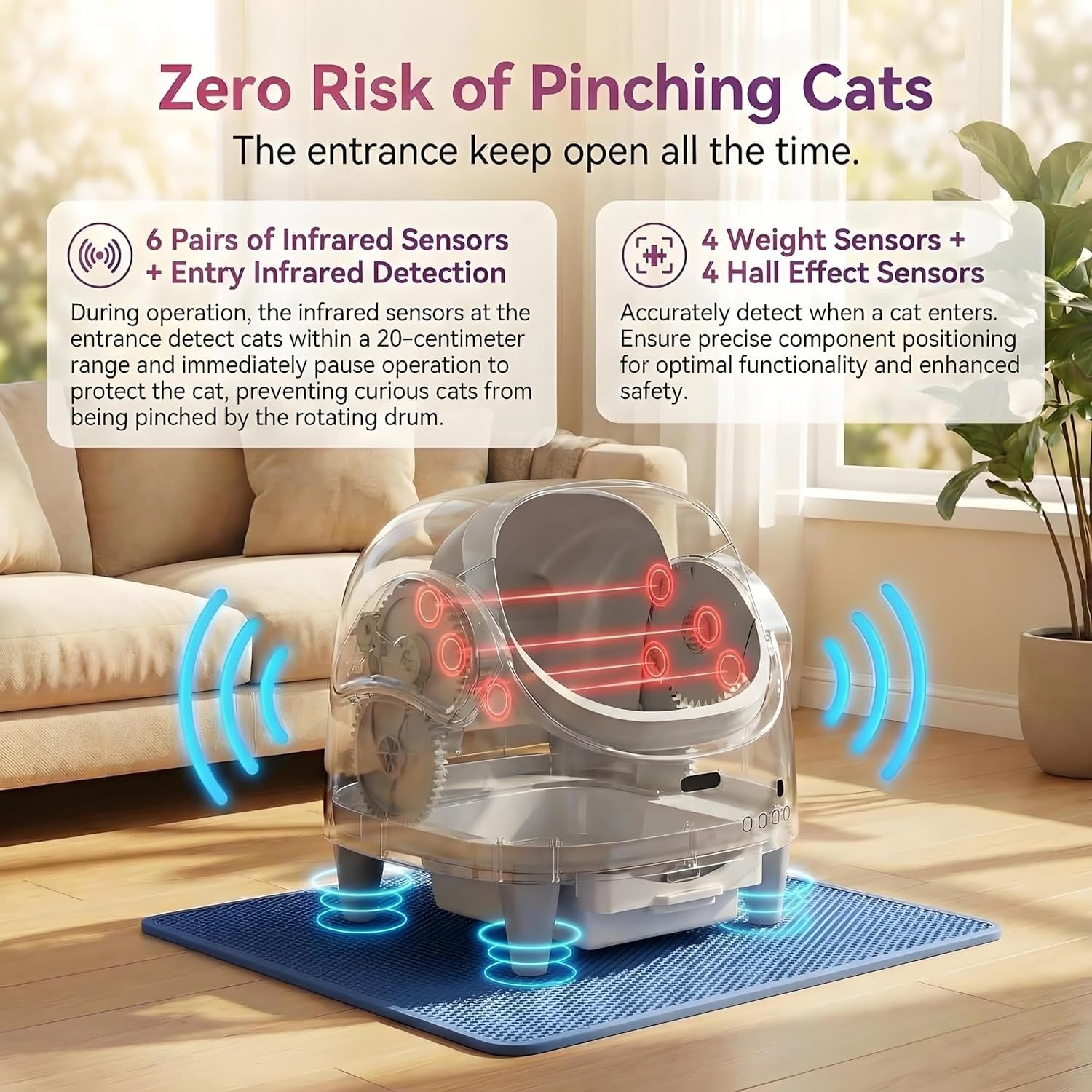 Self Cleaning Cat Litter Box APP Monitor Auto Open Top Multi Cat