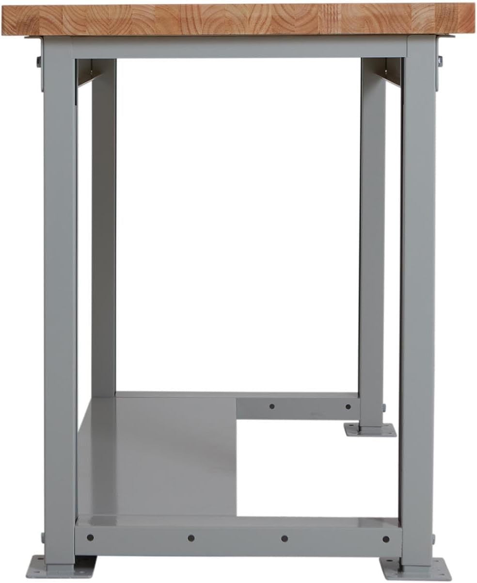 Adjustable Heavy Duty Workbench 600kg Wood Top with Shelf 1215mm x 600mm