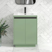 600mm Mint Green Floor Standing Vanity Unit with Basin Sink 2 Door Cabinet