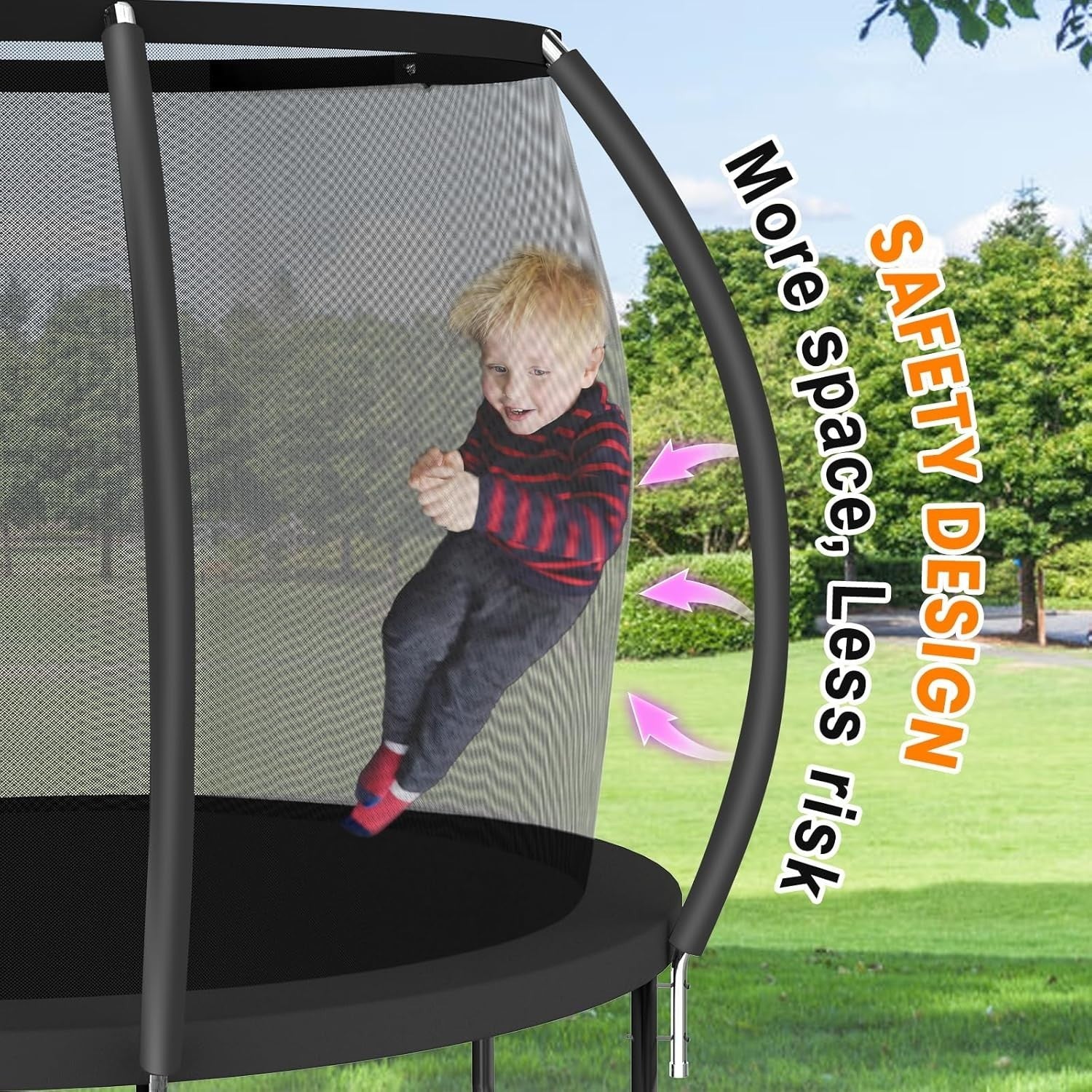 12FT Outdoor Garden Trampoline Safety Net Ladder Pumpkin Design 150KG