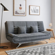 Grey Linen 2 Seater Sofa Bed with Pillows Folding Sleeper Couch for Flats