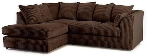 Jumbo Cord L Shape Corner Sofa LH – Comfy 4 Seater Chocolate Brown Couch