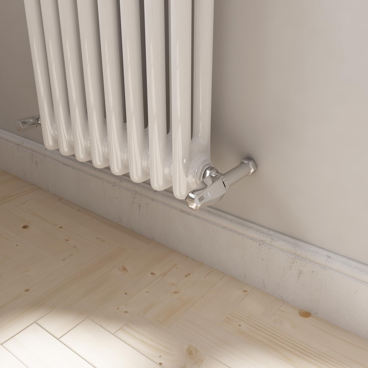 Slim Vertical White Column Radiator | Double Panel | 1800x380mm