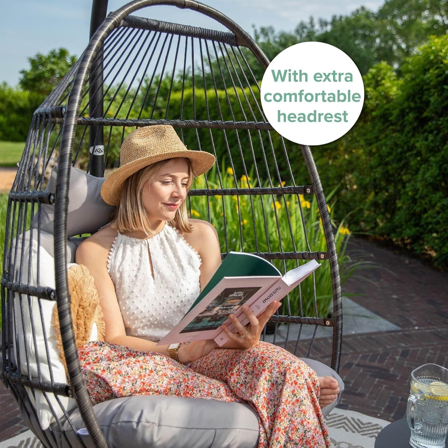 Foldable Hanging Egg Chair with Cushion for Indoor Outdoor Use 150kg