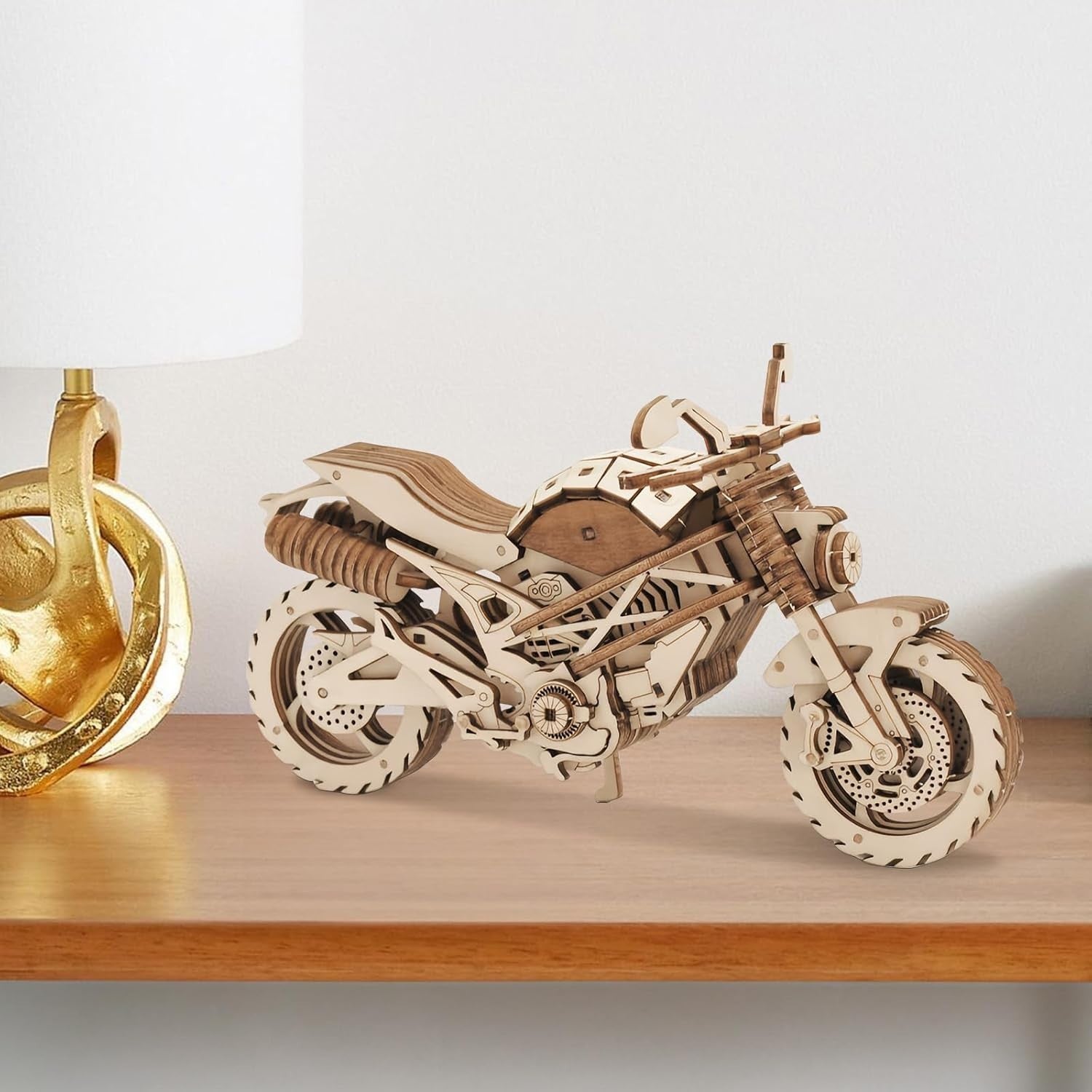 3D Wooden Motorcycle Model Kit - DIY Puzzle Craft for Adults, Home Decor Gift