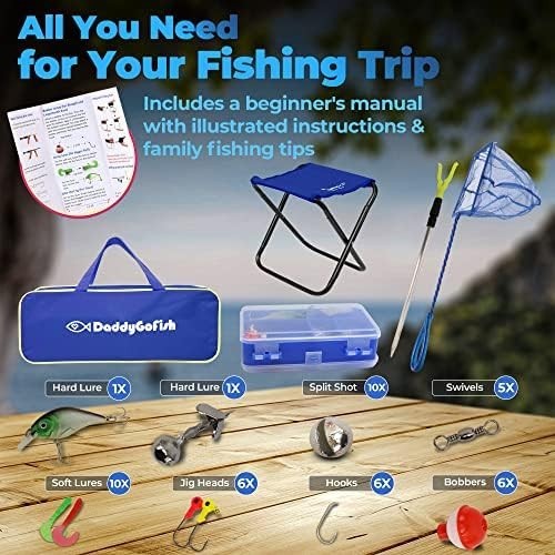 Kids Fishing Rod Reel Combo Starter Set with Tackle Box 4-5ft Beginner Kit