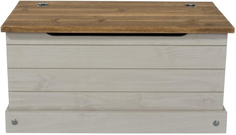 Solid Pine Storage Ottoman with Hinged Lid – Rustic Toy Chest & Bedding Box
