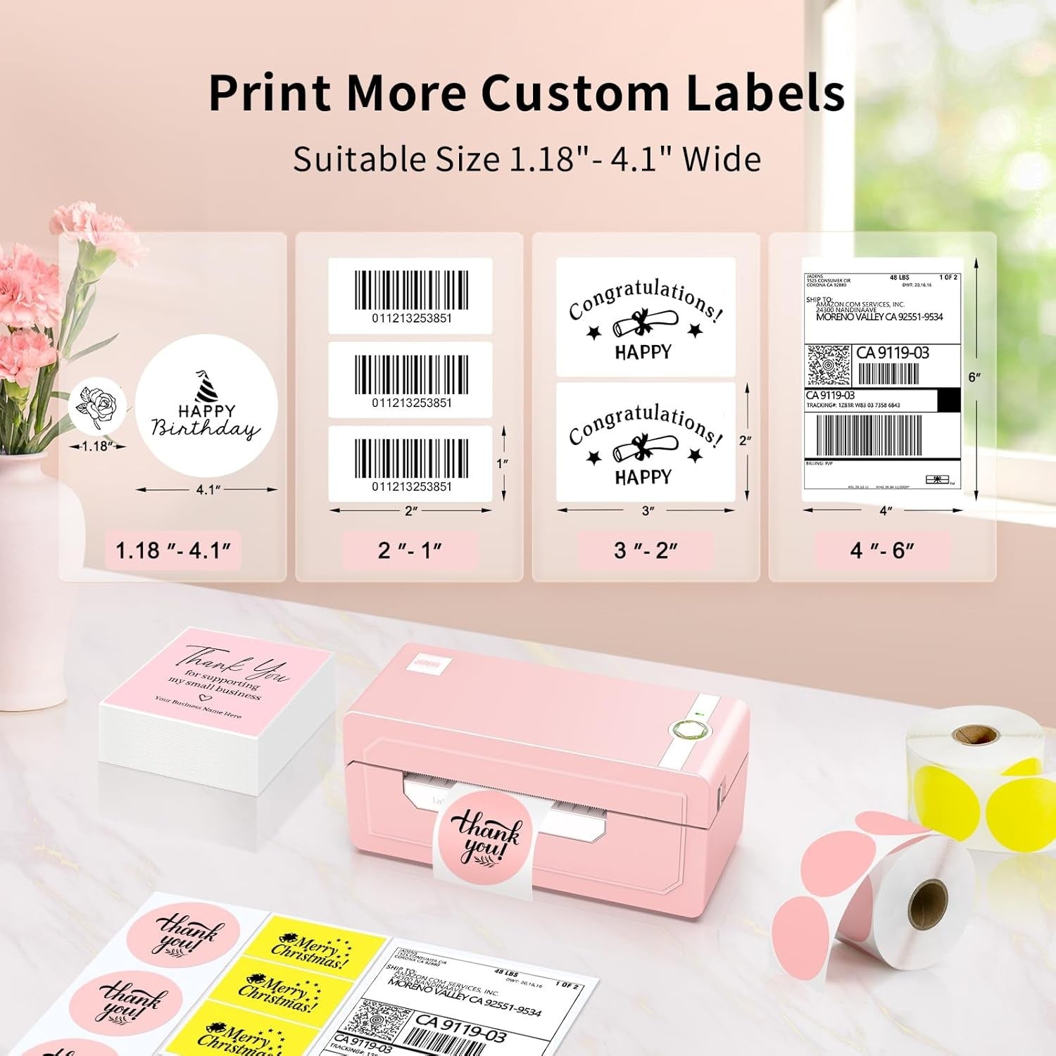 Bluetooth Thermal Shipping Label Printer 4x6 Wireless USB