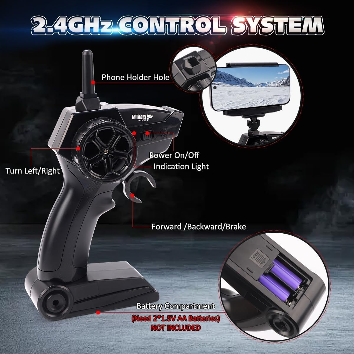 4WD RC Car w/ WiFi Camera 1:16 Fast Off-Road Truck 720P FPV App Control Kids