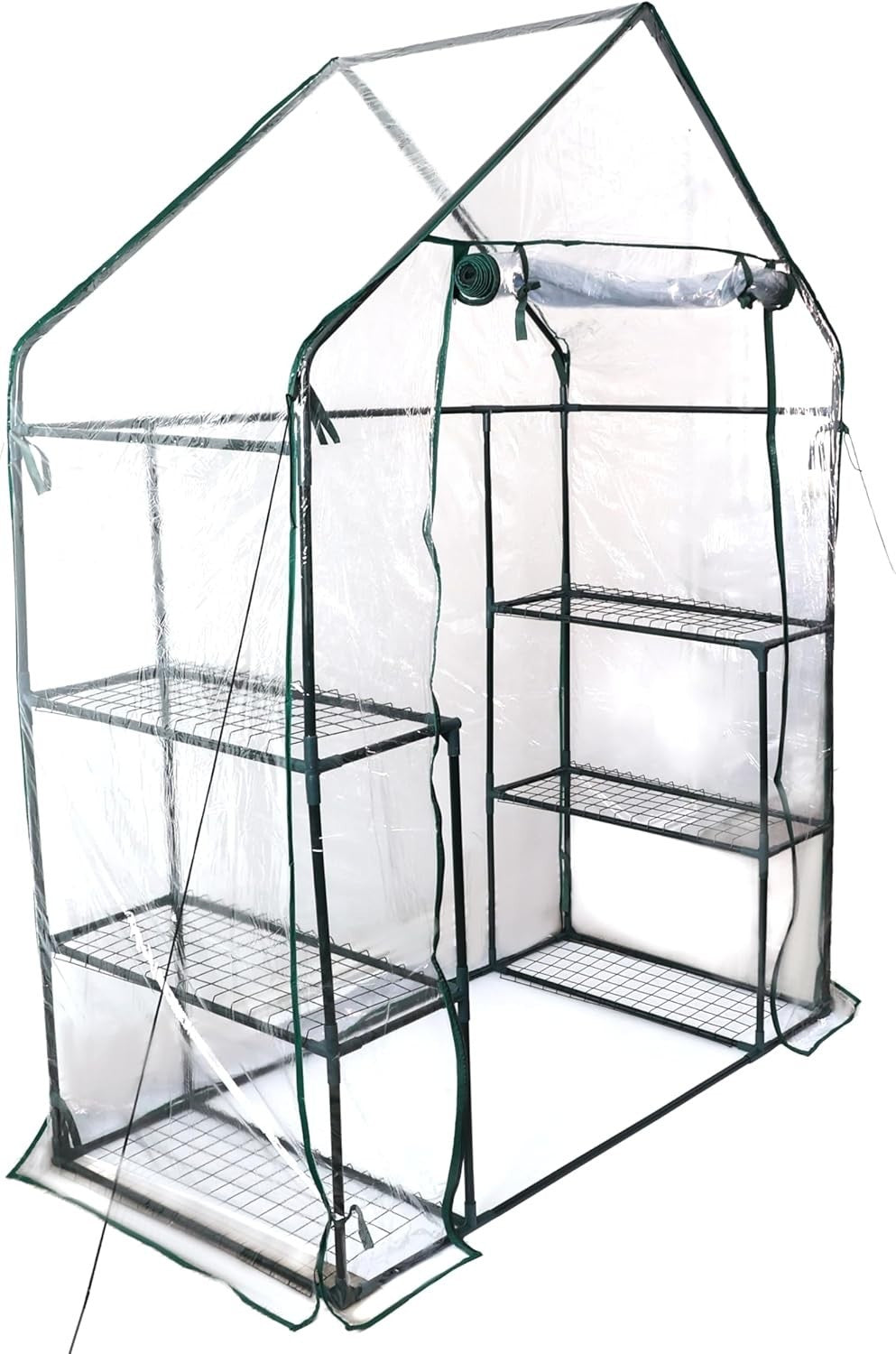Walk-In Greenhouse with 3 Shelves | Heavy Duty Steel Frame & Clear PVC Cover