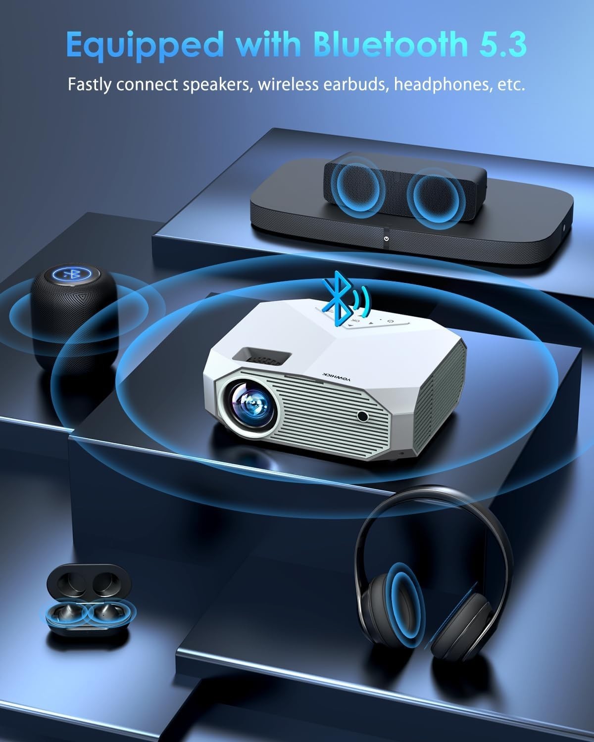 1080P WiFi 5G Bluetooth Projector 10000 Lumens 4K Outdoor