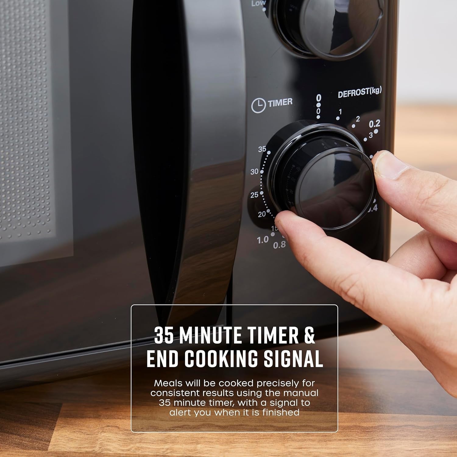 20L 700W Manual Microwave Black 5 Power Defrost Timer
