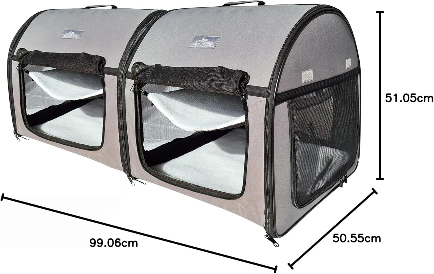 Double Soft Pet Travel Crate 2-in-1 Portable Dog Cat Carrier Foldable Kennel