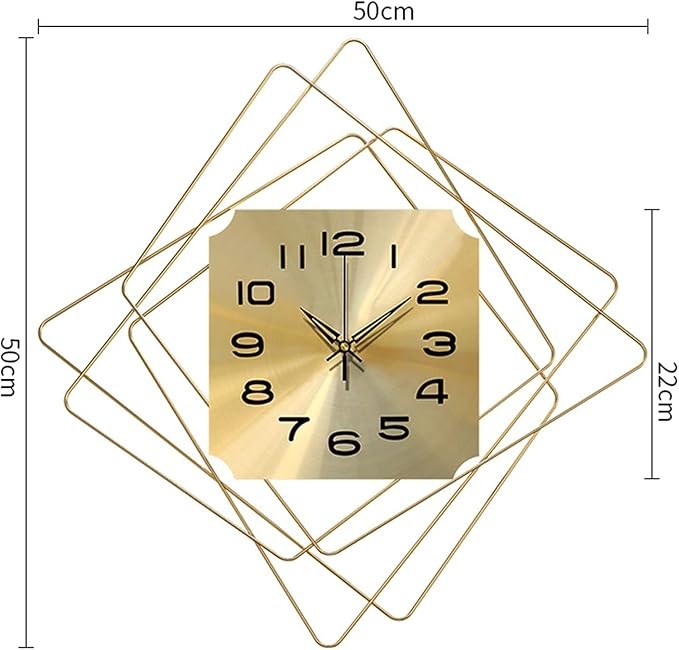 Modern Geometric Gold Metal Wall Clock 50cm Silent Luxury Art Decor Living Room