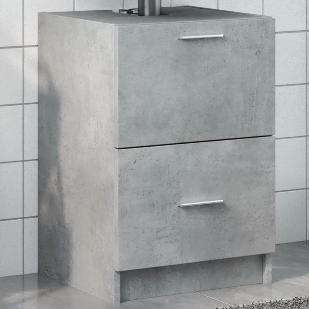 Concrete Grey Bathroom Sink Cabinet 40x37x59cm Modern Under Sink Storage Unit