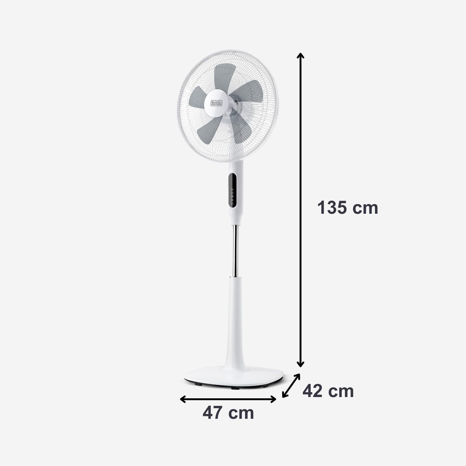 Adjustable Standing Fan – 110–135cm Height 3-Speed Remote w/ Timer Quiet 50W Air