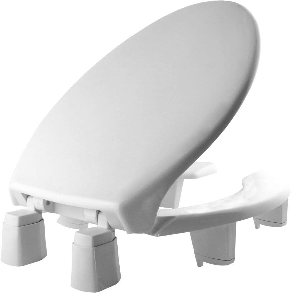 Elevated Toilet Seat 3" Lift White Elongated Open Front Snap 2 Secure
