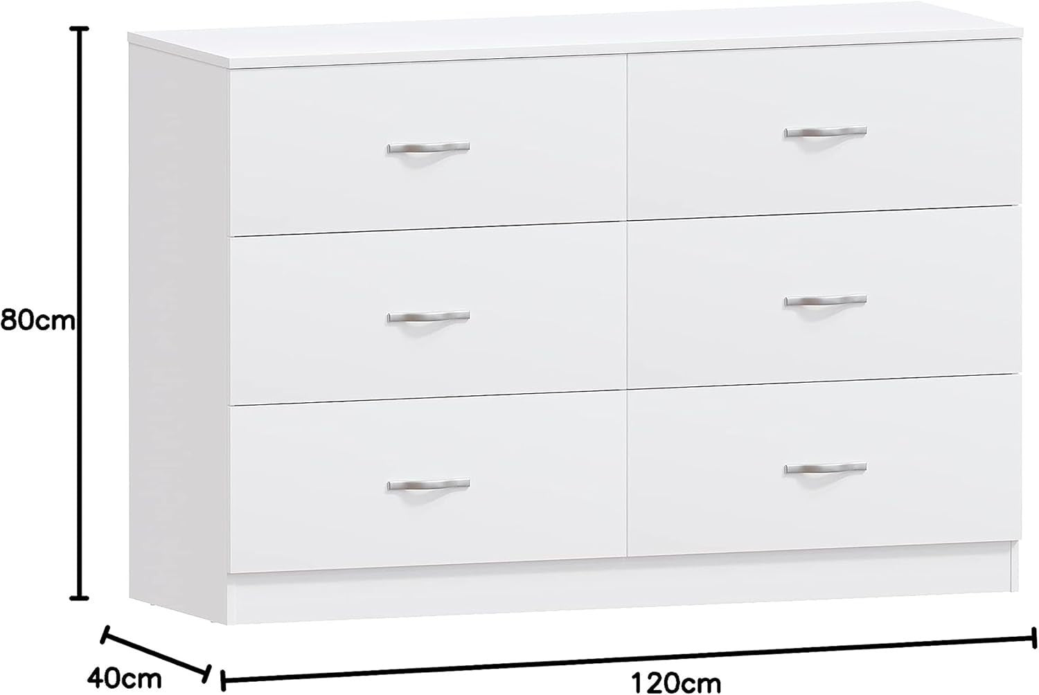 White 6 Drawer Chest Bedroom Storage Unit Sliding Drawers Flatpack