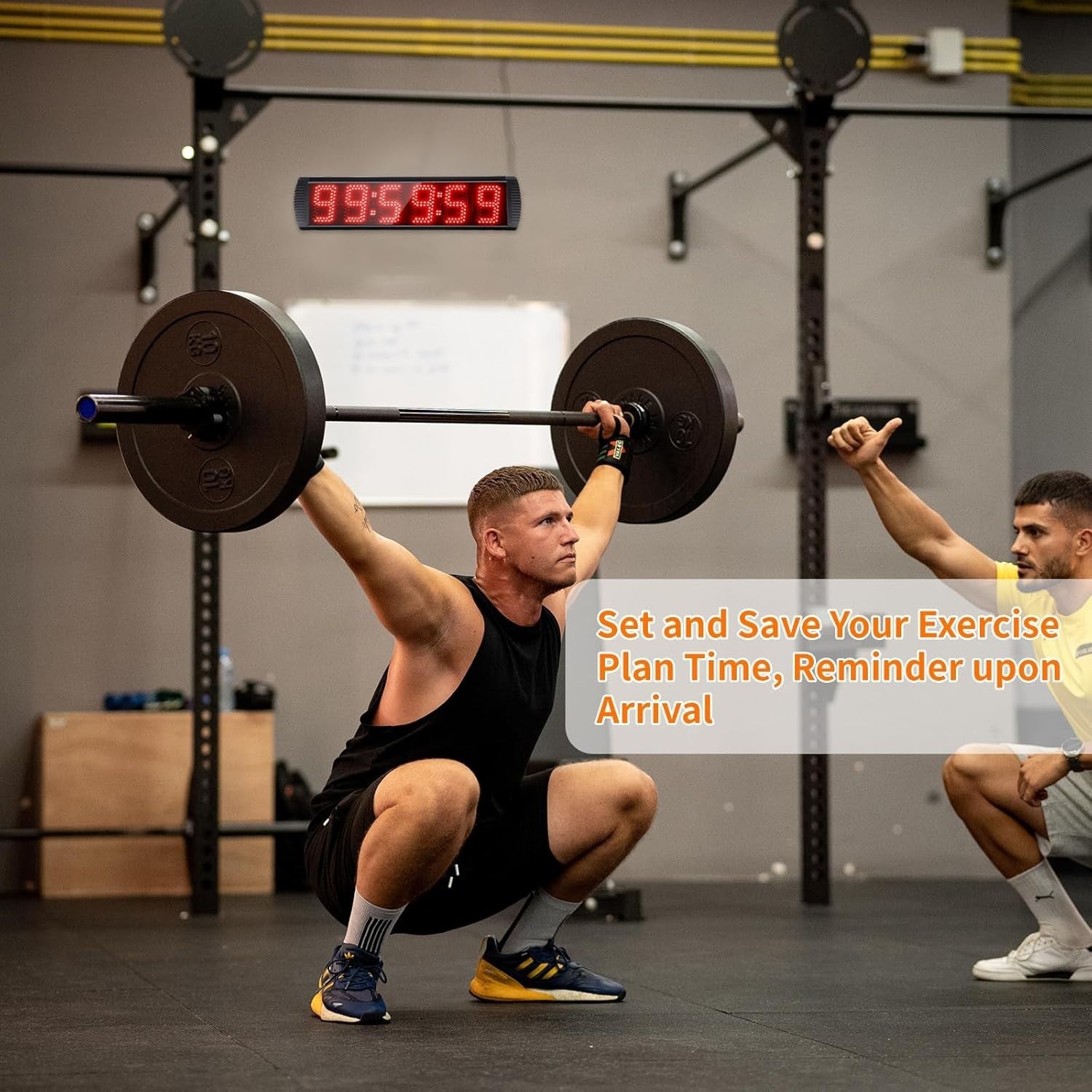 Large LED Gym Timer Clock with Remote, 6-Digit Stopwatch, Countdown & 12/24H