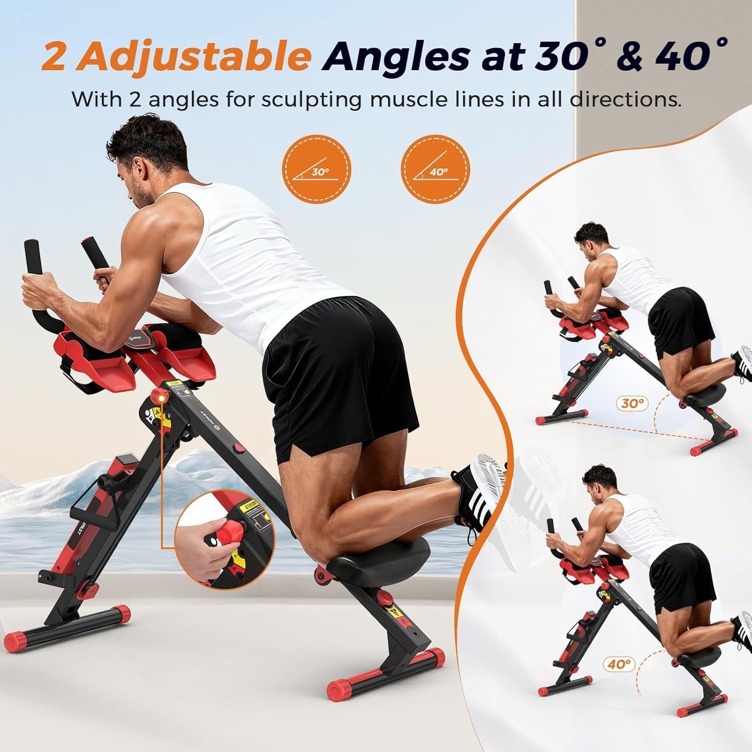 4-in-1 Rowing Machine Ab Trainer Foldable Quiet Rower LCD Home Gym 118KG