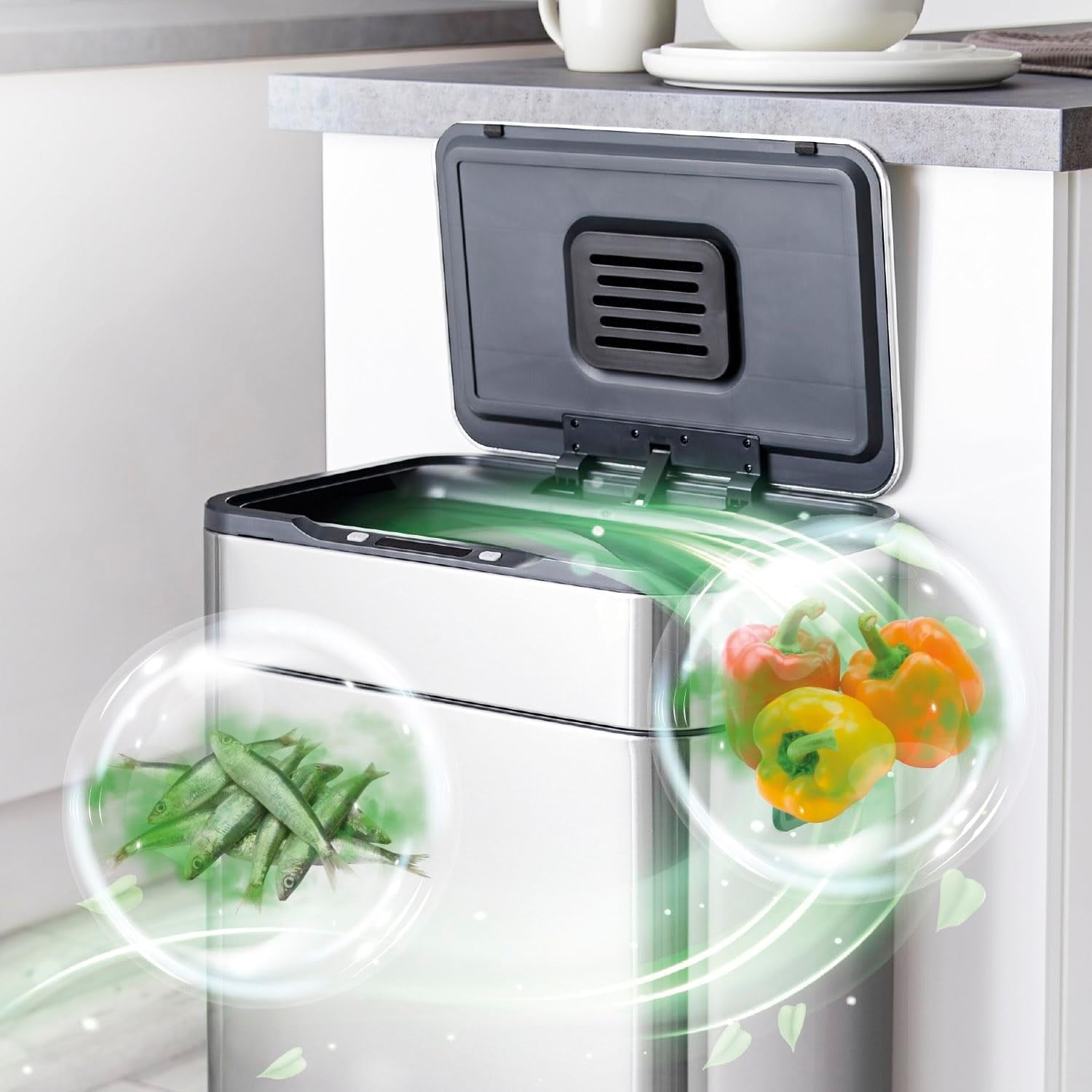 60L Touchless Kitchen Bin | Automatic Sensor Trash Can Stainless Steel