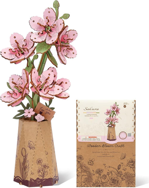 DIY Sakura Flower 3D Wooden Puzzle – Home Decor Craft Kit Gift