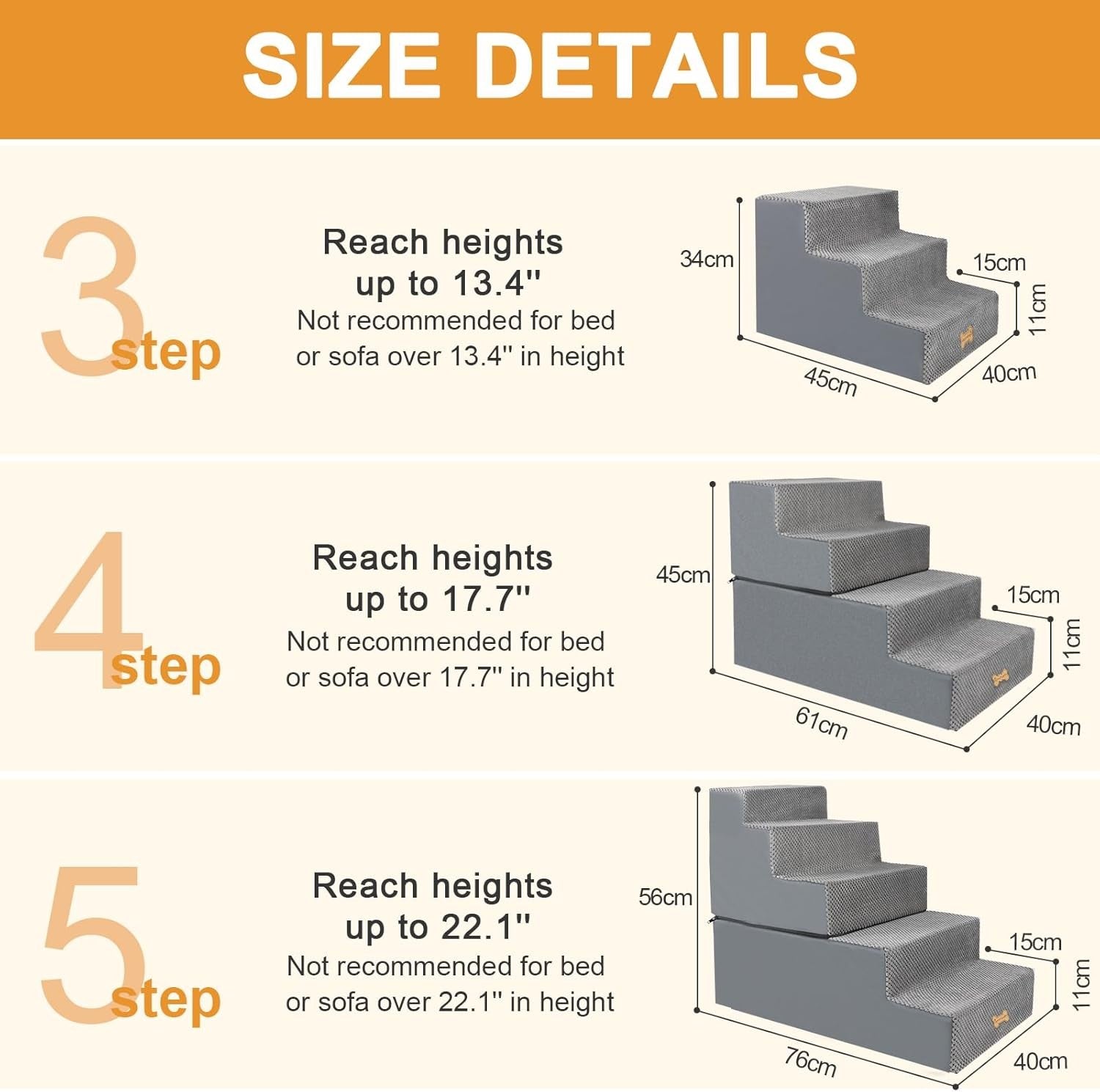 4-Step Dog Stairs Non-Slip Pet Ramp for Small Dogs Cats