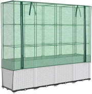 Raised Garden Bed 160x40x153cm with Greenhouse Cover & Rattan Design