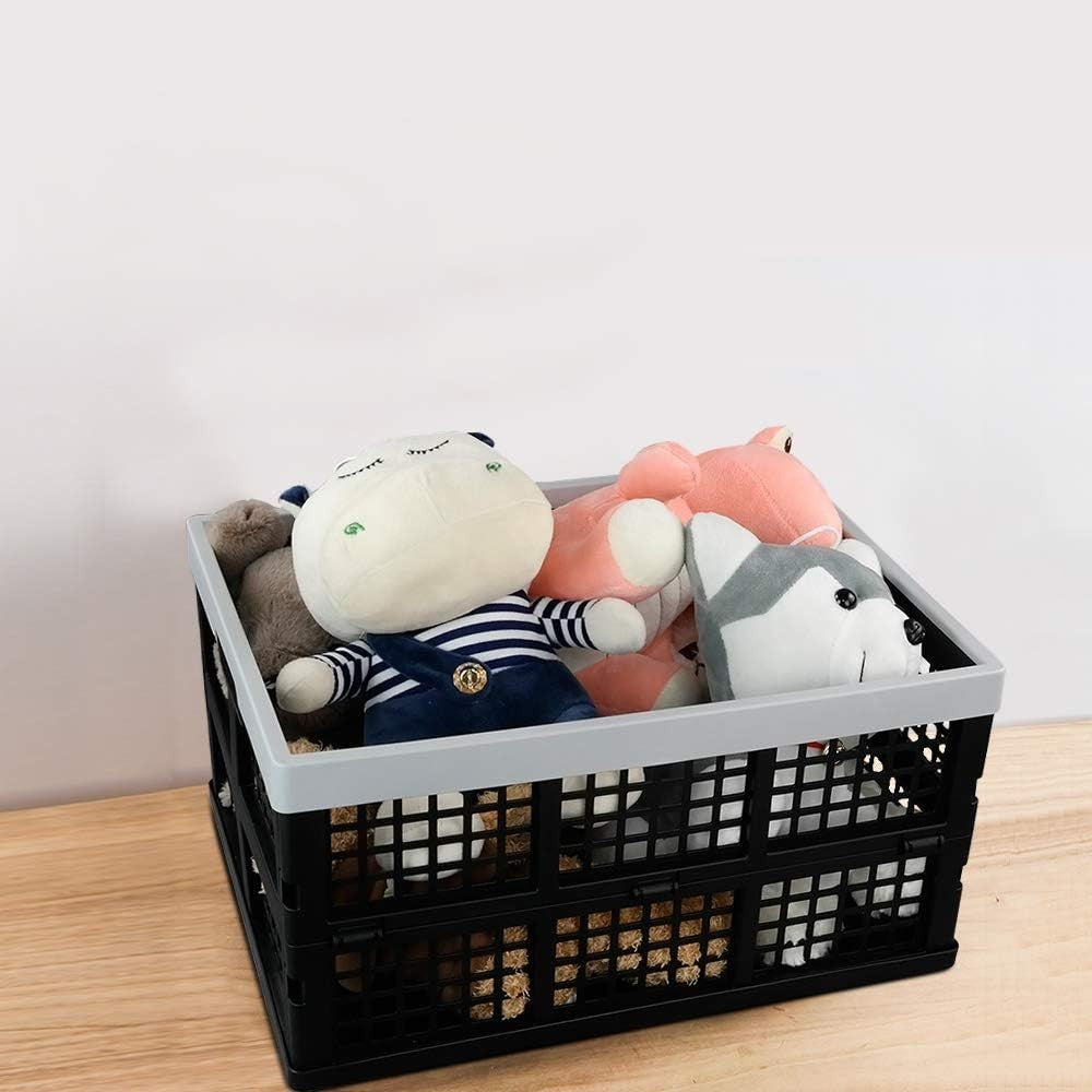 3 Pack Collapsible Storage Crates Foldable Plastic Boxes