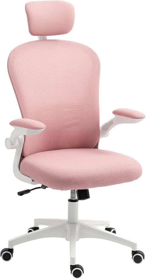 Ergonomic Mesh Office Chair Pink Adjustable Lumbar Headrest Swivel Desk Seat 120