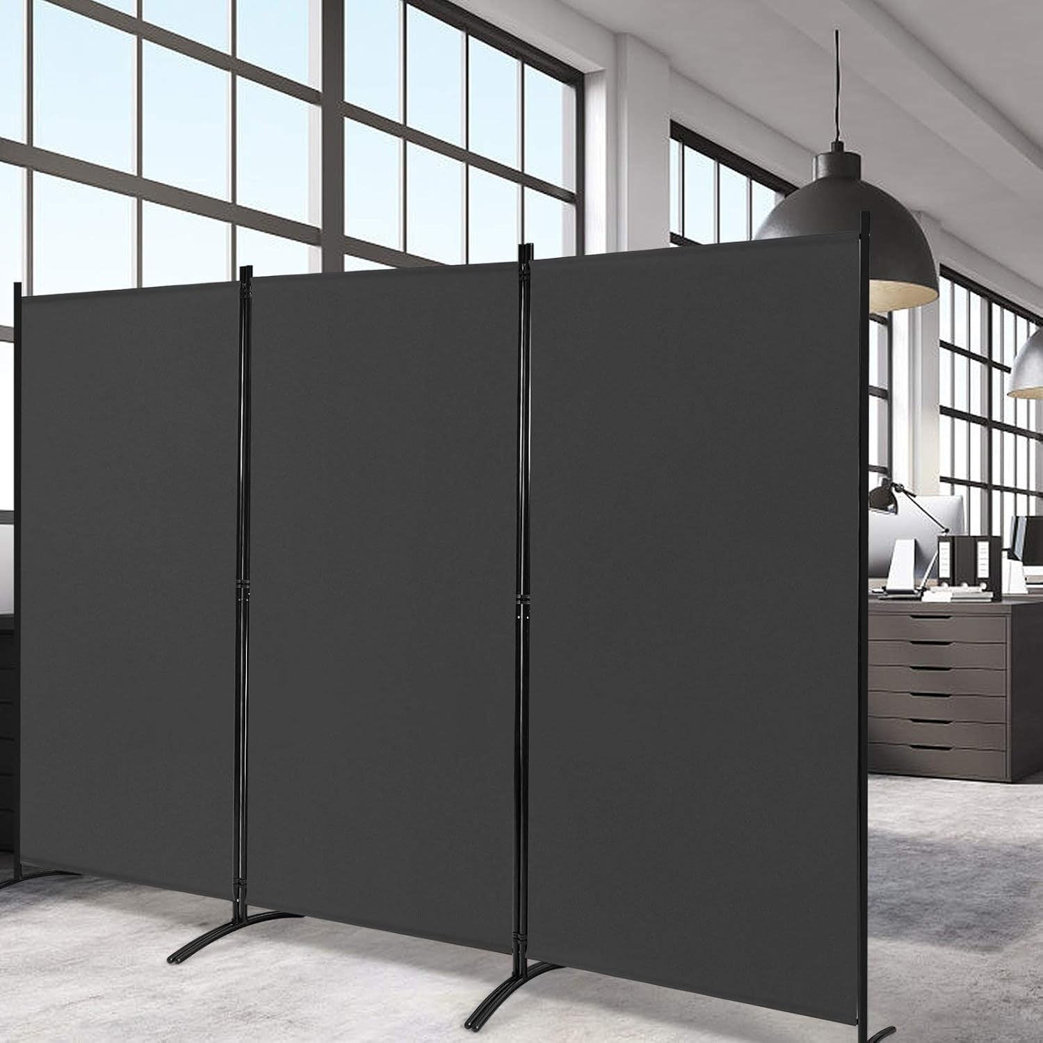 3 Panel Black Folding Room Divider Privacy Screen Partition for Home Office