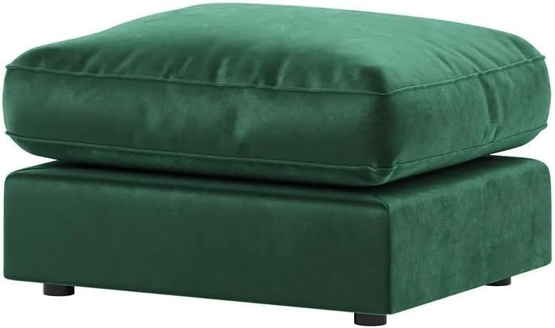Green Velvet 4 Seater L Shape Corner Sofa with Footstool – Plush Memory Foam