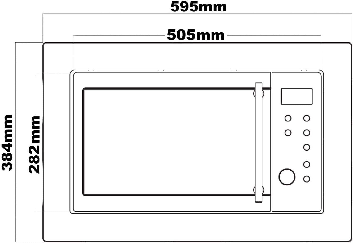 25L Integrated Built In Microwave 900W Digital Timer Black