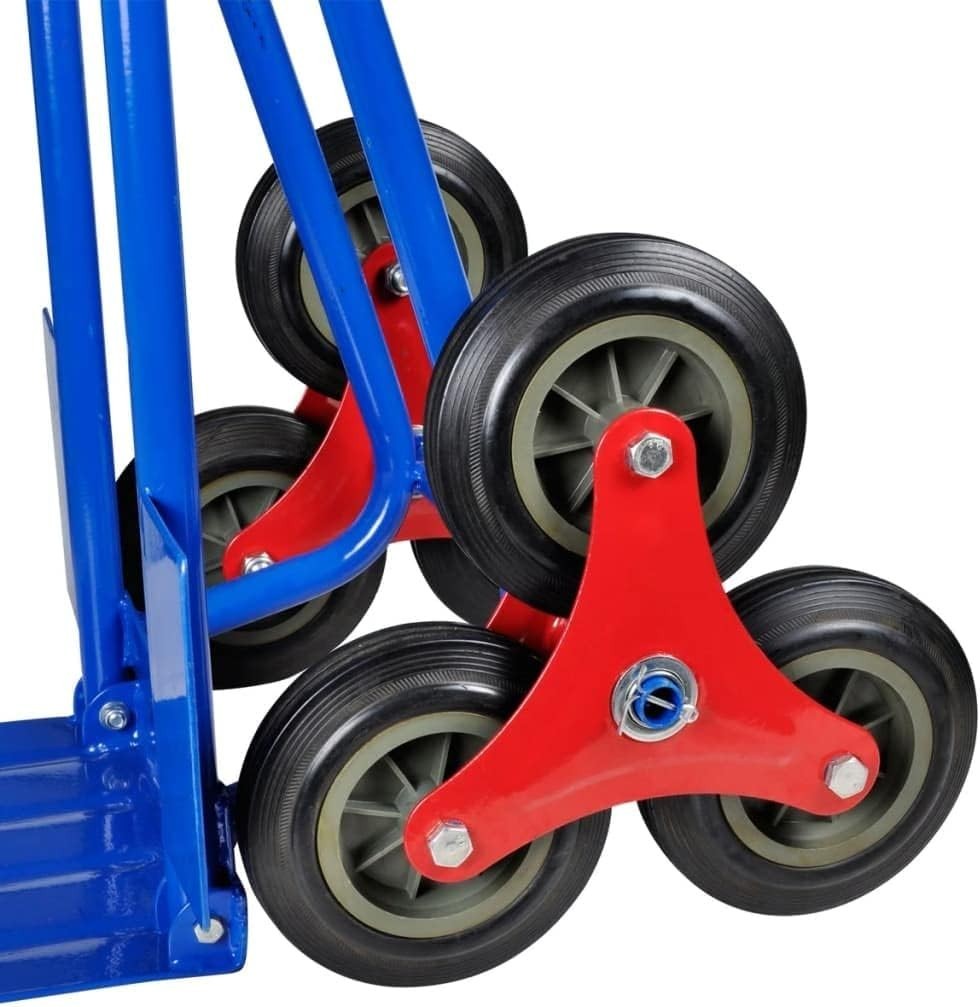 200kg Stair Climbing Sack Truck 6 Wheel Foldable Steel Trolley Blue