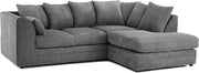Grey Jumbo Cord 4-Seater L Shape Sofa Fire Resistant Soft Cushions Modern