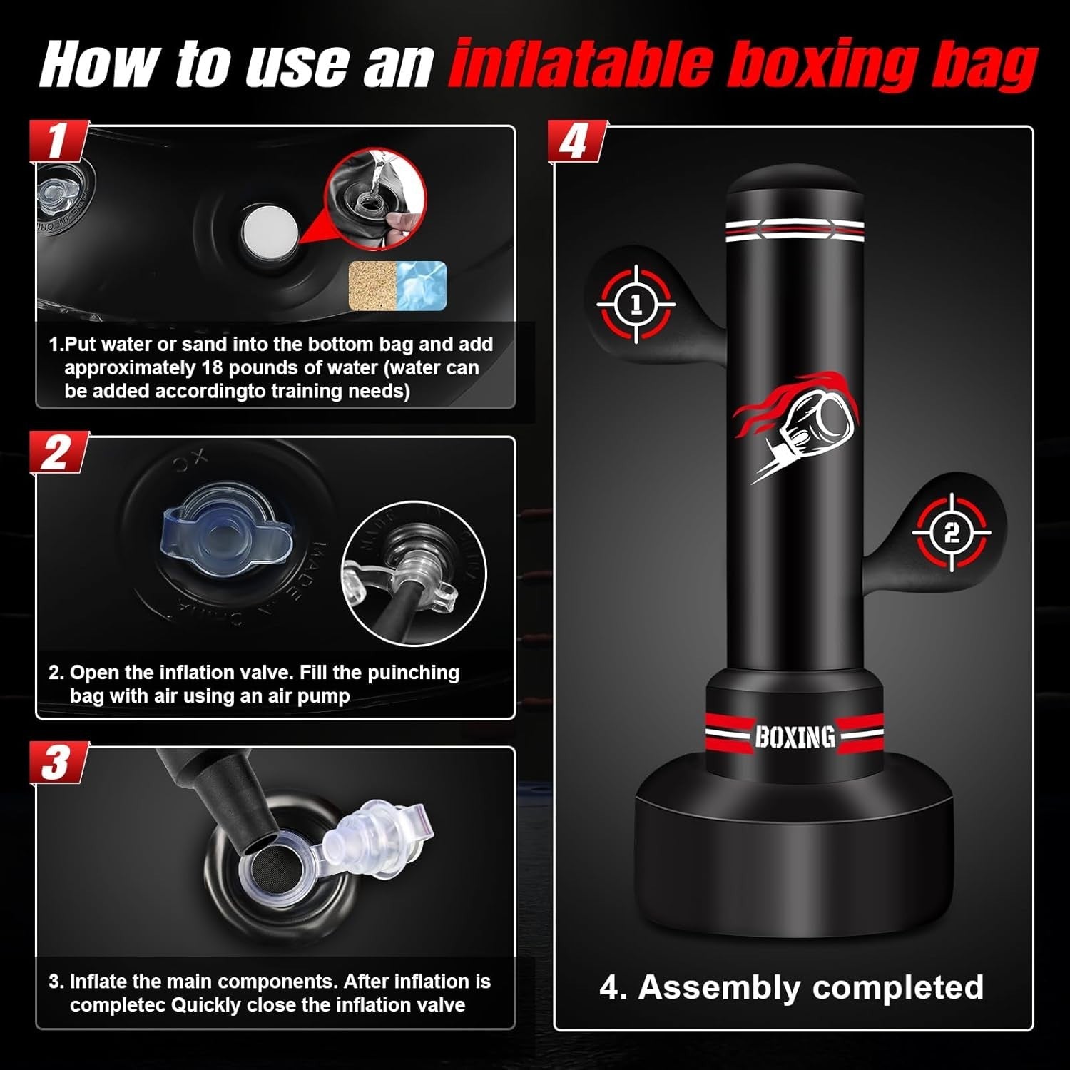 70 Inch Free Standing Inflatable Punching Bag Boxing MMA Training Set