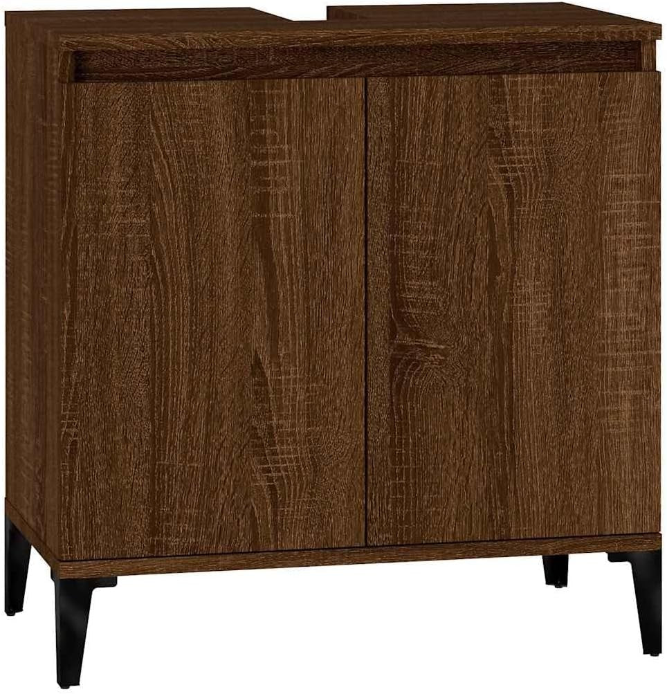 Brown Oak Bathroom Sink Cabinet | 58x33x60cm Under Sink Storage Unit