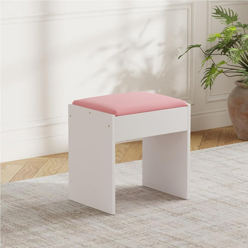 Pink Padded Dressing Table Stool – Baroque Vanity Chair for Bedroom