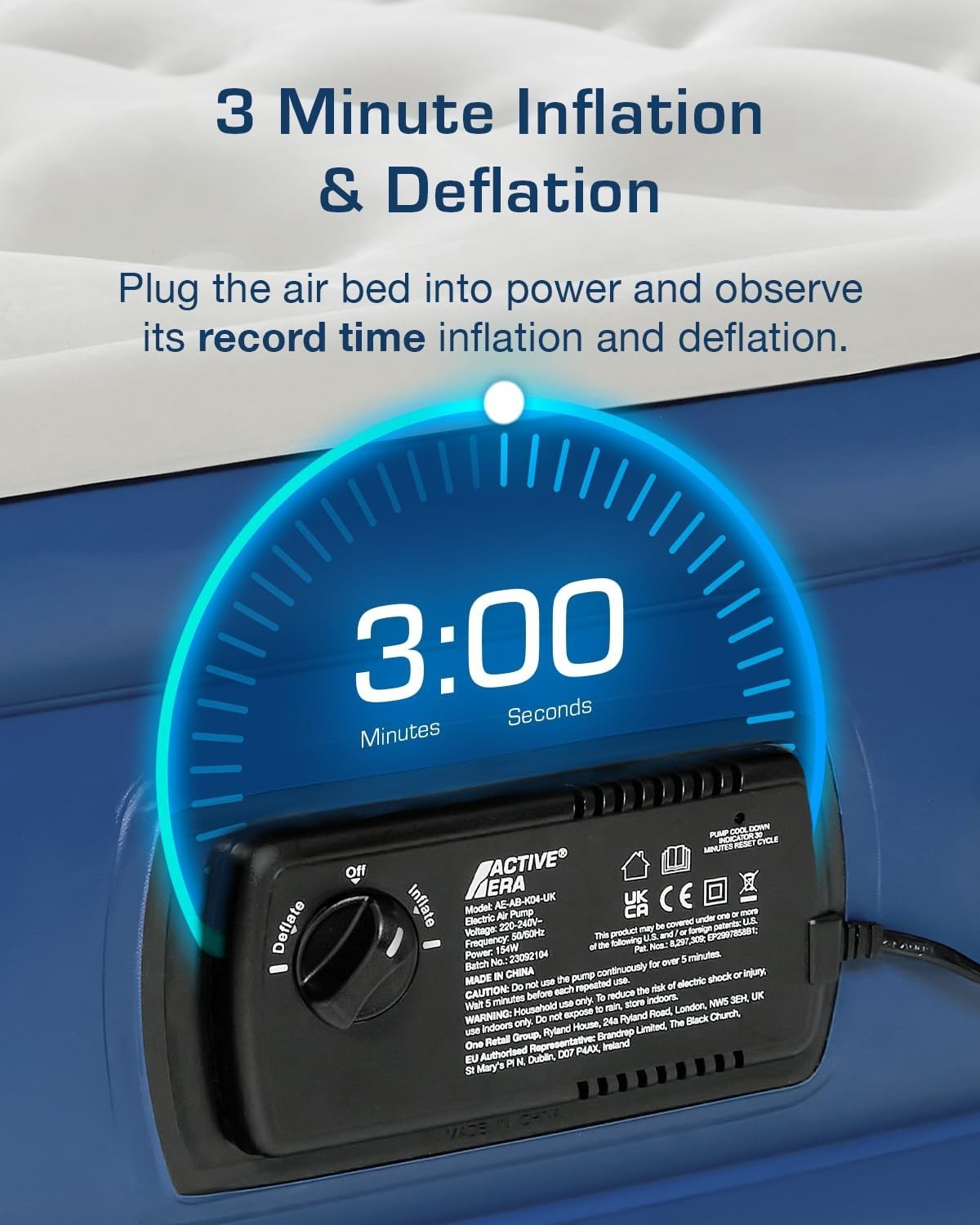 King Size Air Mattress 13" Raised Inflatable Bed w/ Electric Pump & Support