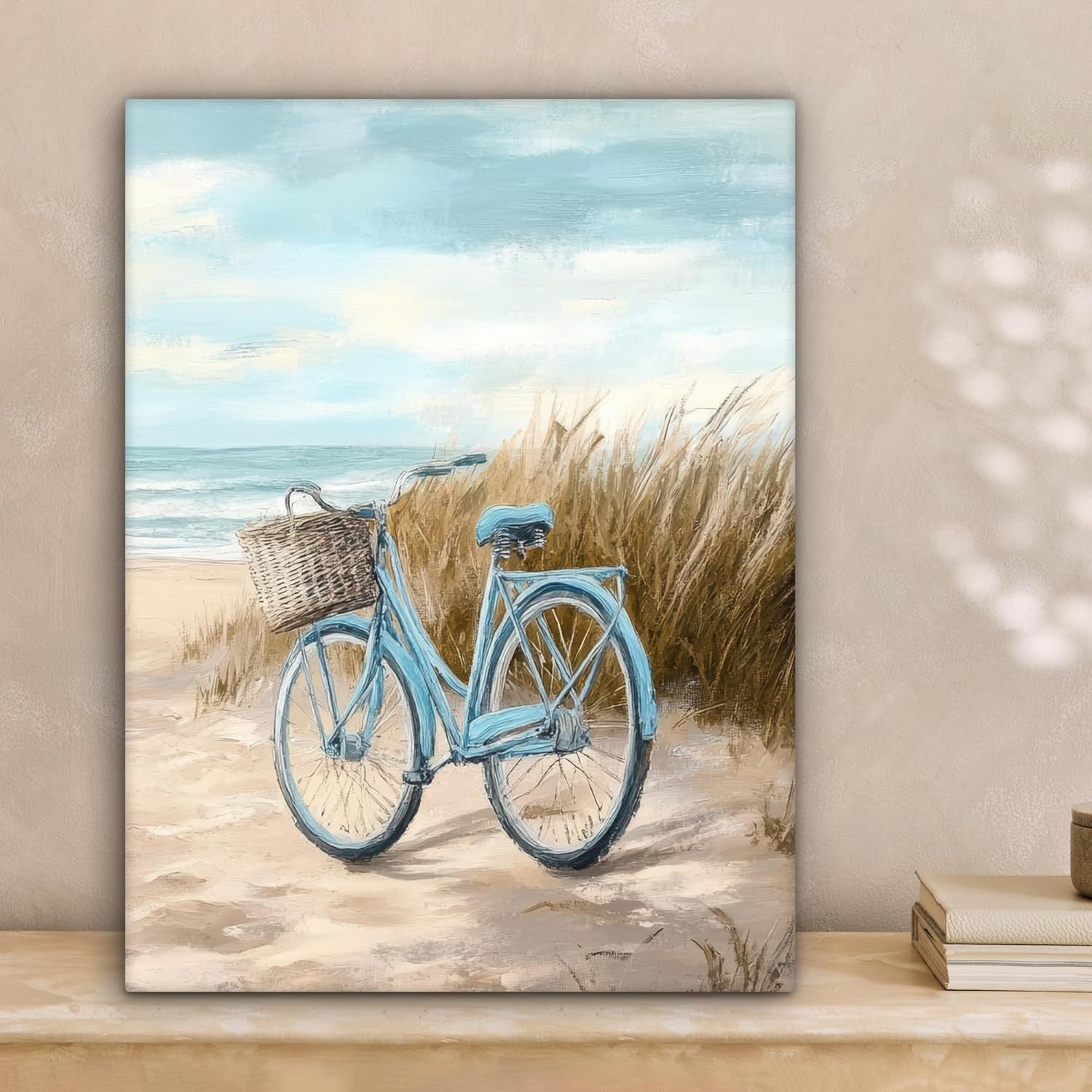 Beach Canvas Wall Art 30x40cm Framed Sea Bike Vintage Print