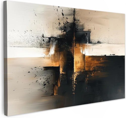Large Abstract Canvas Wall Art Black Gold Modern Luxury Wall Decor 35x24