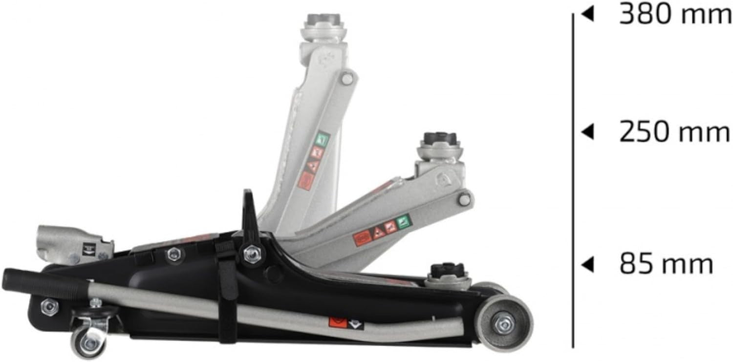 2.25 Ton Low Profile Trolley Jack Hydraulic 85–380mm w/ V-Groove Pad Heavy Duty